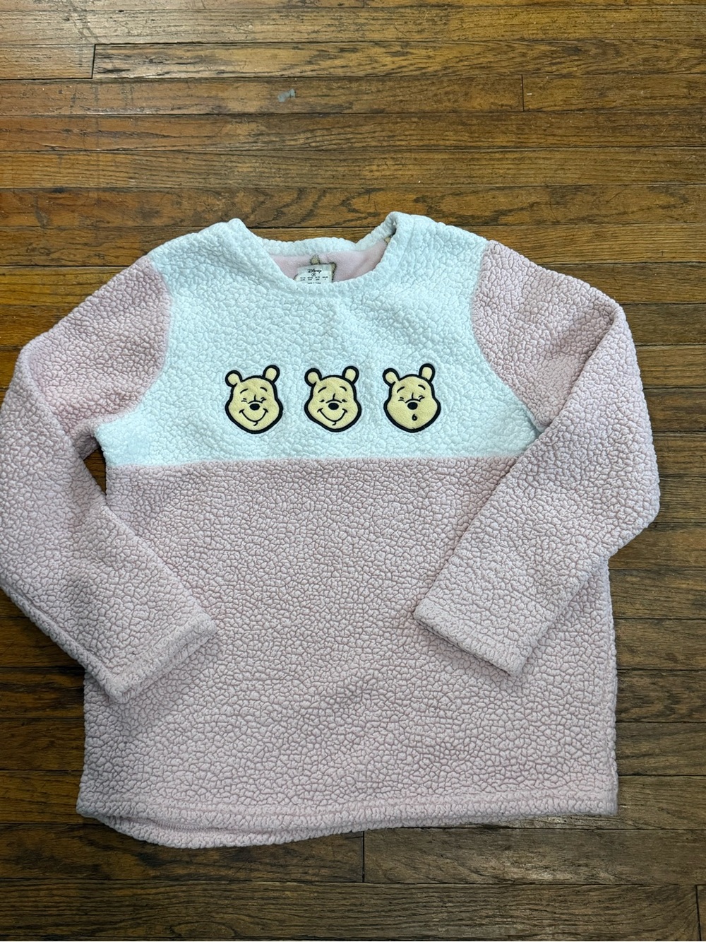 Disney Pink and White Sherpa Pullover with Winnie the Pooh Trio